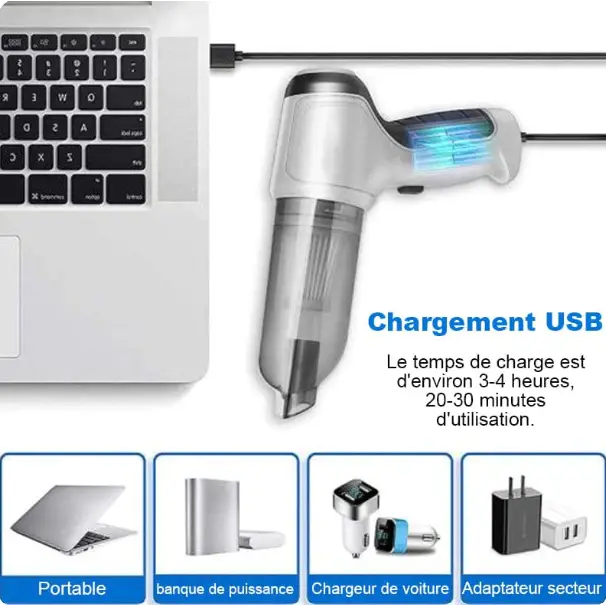 Aspirateur sans fil pour voiture rechargeable